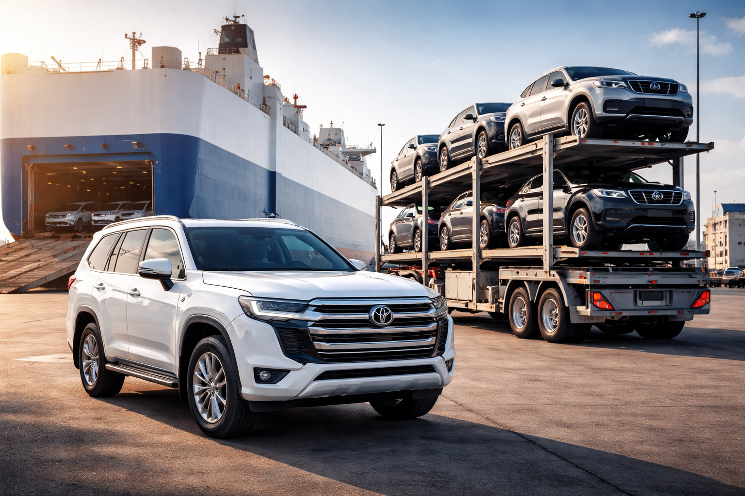 Premium SUVs and 4x4s ready for export to Kenya from Dubai